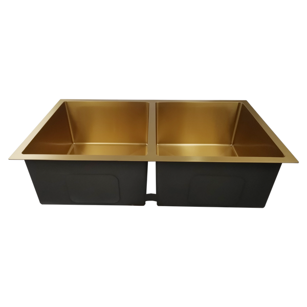 770*450*220 Brushed Gold Double Bowl Laundry Kitchen Sink Top/Under Mount Basin 44HF7745G