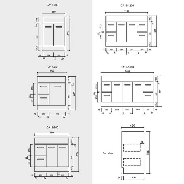 Aulic Rocky Freestanding Vanity in Multiple Sizes