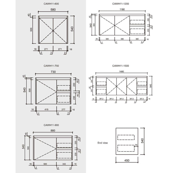 Aulic Lola Wall Hung Vanity in Multiple Sizes