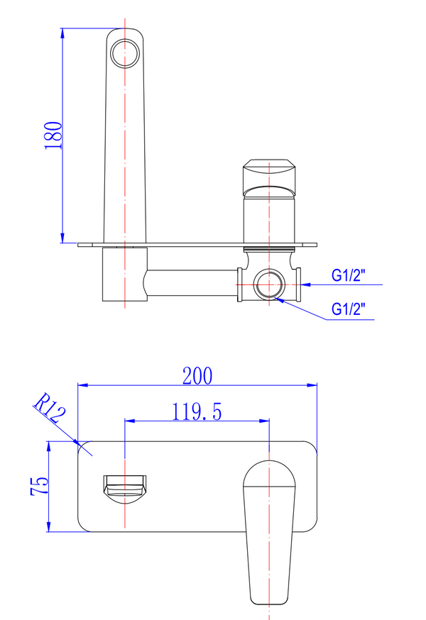 Square Round Series-Basin / Shower Mixer & Spout- Chrome/Matt Black / FA2005/FA2005BK