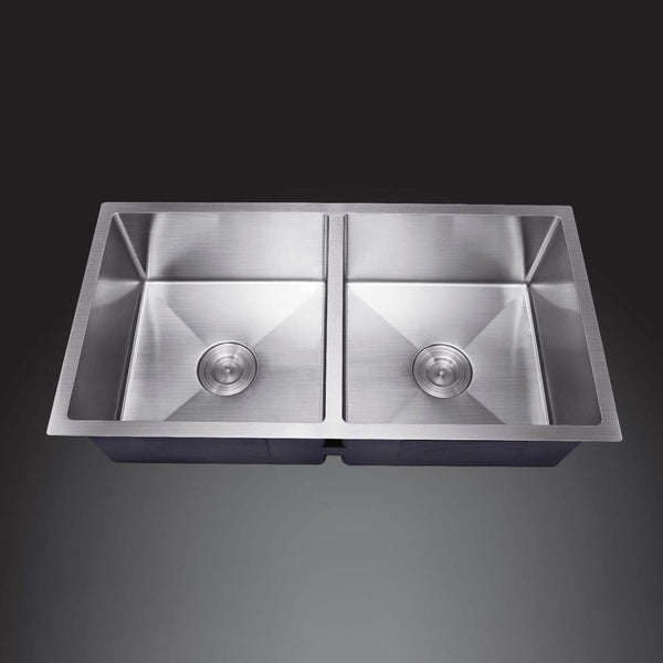 860*450*250 Handmade Stainless Steel Under/Topmount Kitchen Laundry Double Sink / 44HF8645D