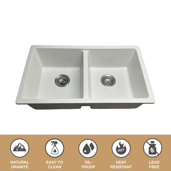 780*455*220 Kitchen Sink Laundry White Granite Stone Sinks Single Bowl Basin