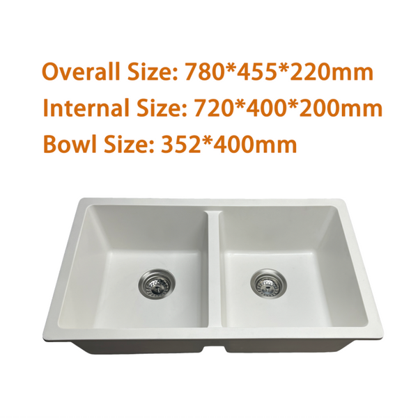 780*455*220 Kitchen Sink Laundry White Granite Stone Sinks Single Bowl Basin